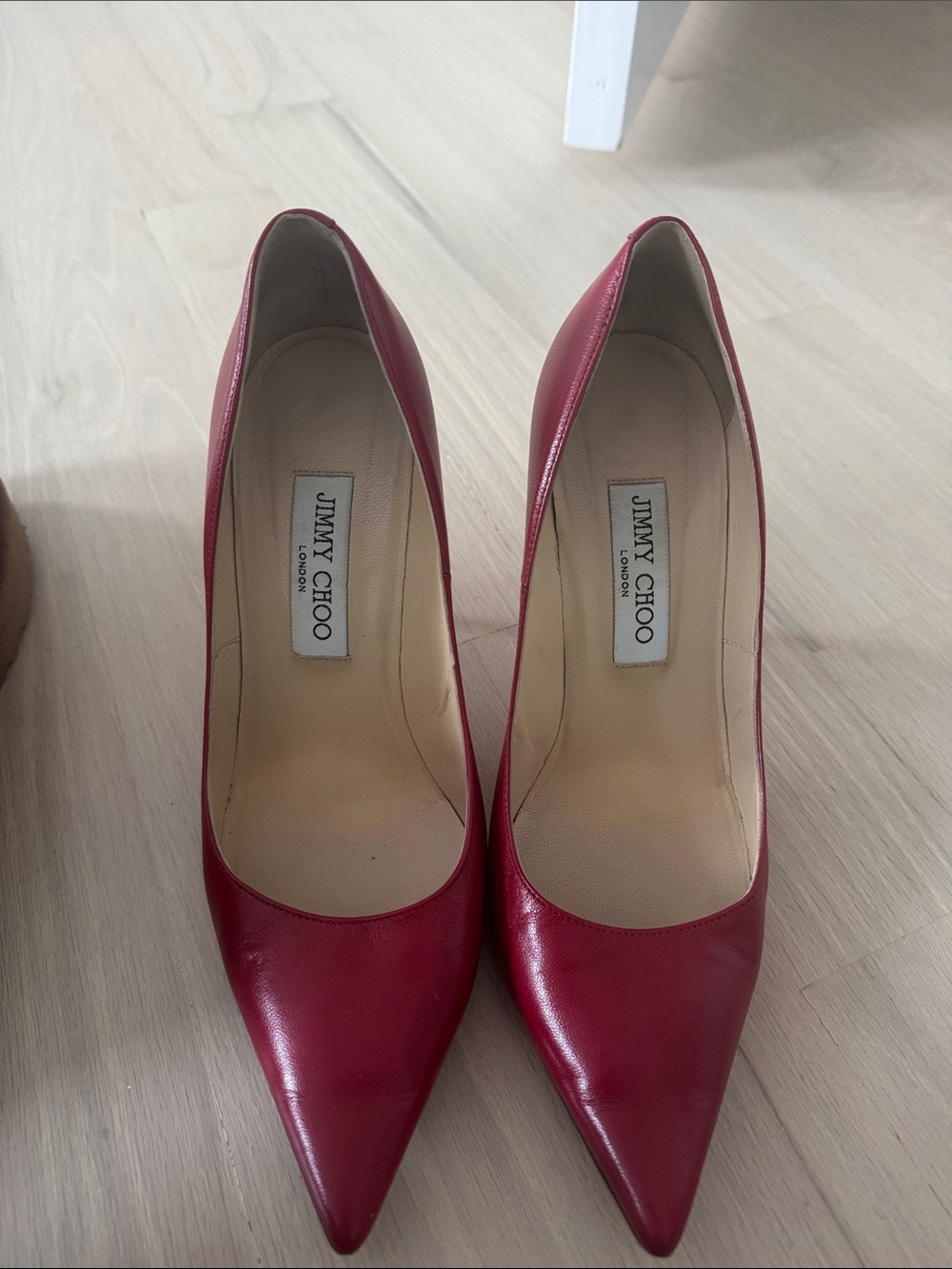 Jimmy Choo Red Leather Pointed-Toe Pumps